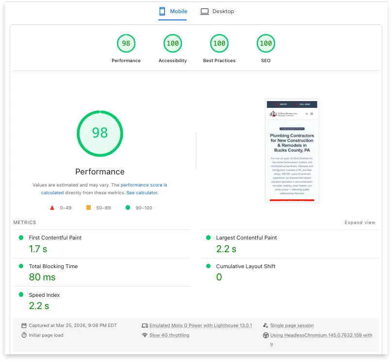 PageSpeed Insights of a Squarespace site