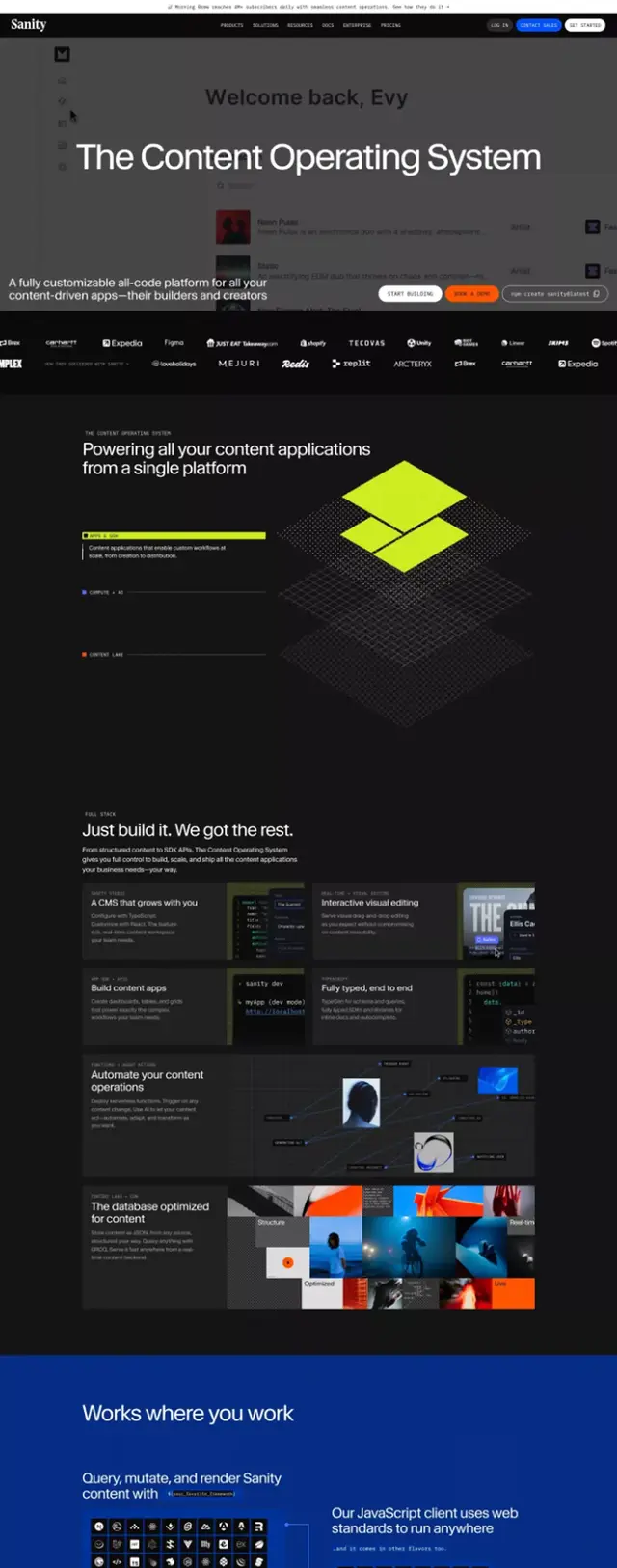 Startup and upbeat website from sanity.io