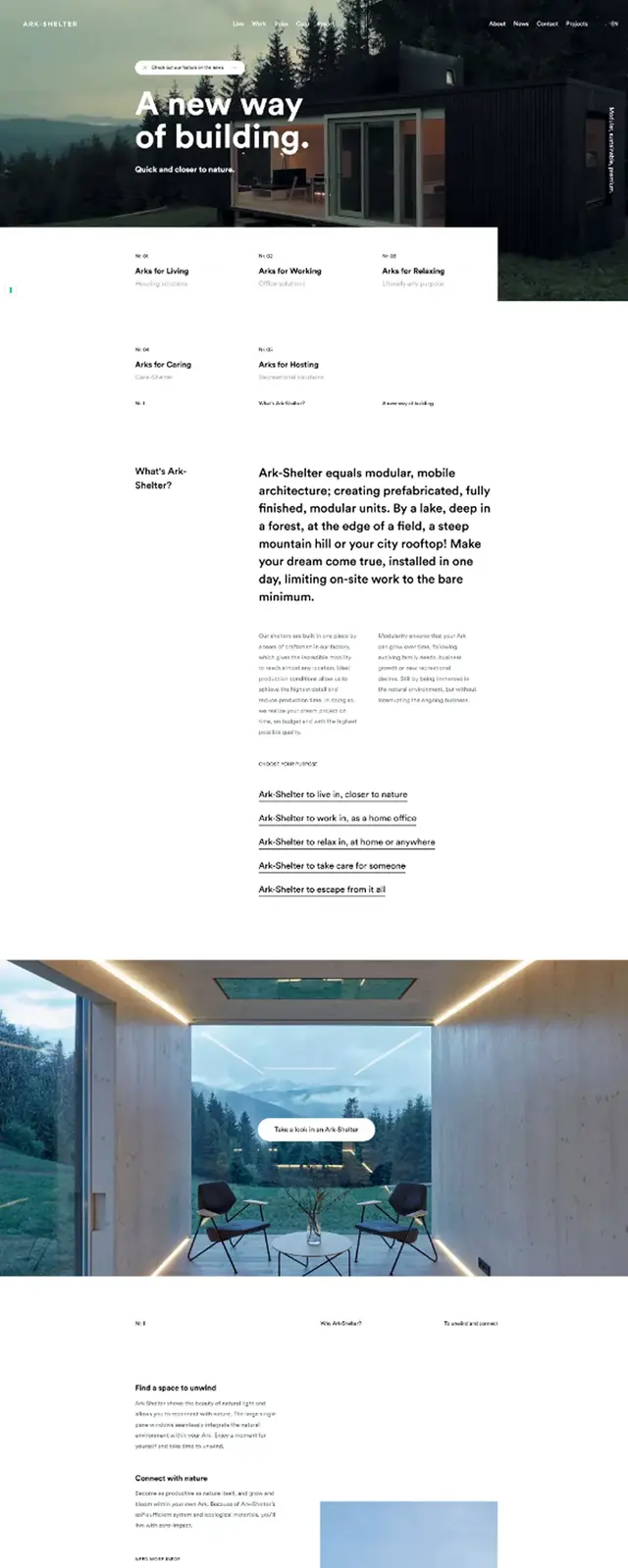 Minimal and simple website ark-shelter.com