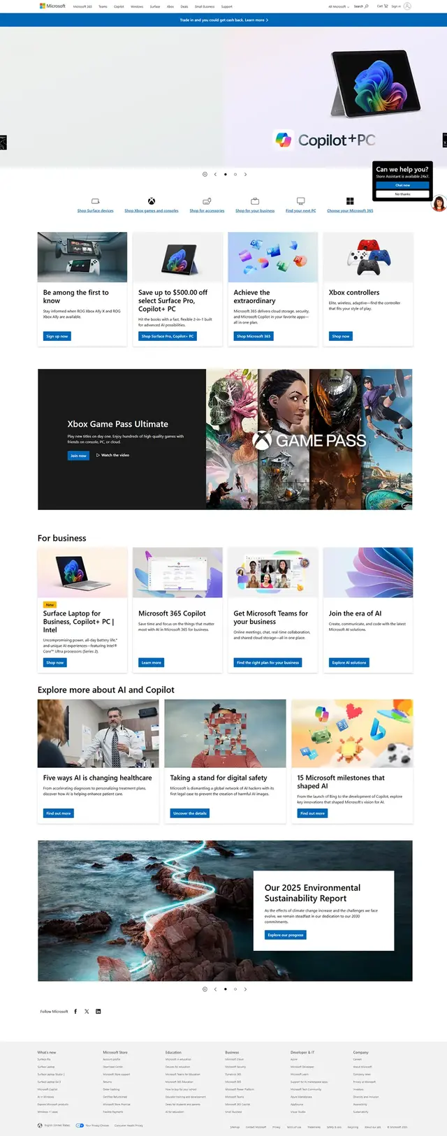 Plain and neutral website microsoft.com